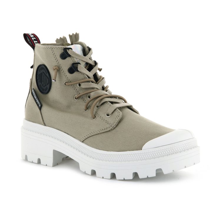 Palladium Pallabase Metro Women's Boots Olive | UK Y231-RTV